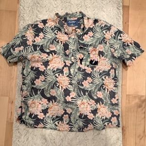 Chubbies Men’s Hawaiian Shirt 1/3 Button Up (XXL, Floral Pink)
